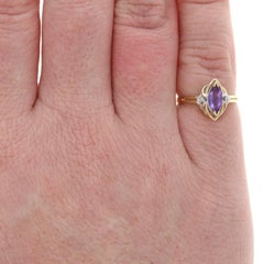 Yellow Gold Amethyst Diamond Ring - 10k Marquise .41ctw