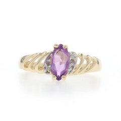 Yellow Gold Amethyst Diamond Ring - 10k Marquise .45ctw