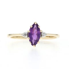 Yellow Gold Amethyst Diamond Ring - 10k Marquise .47ctw