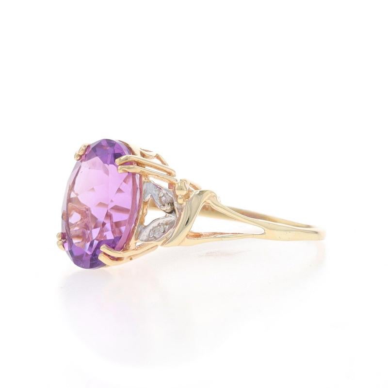 Yellow Gold Amethyst Diamond Ring - 10k Oval In Excellent Condition In Greensboro, NC