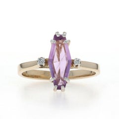 Gelbgold Amethyst Diamant Ring - 14k Cofffin Cut .95ctw