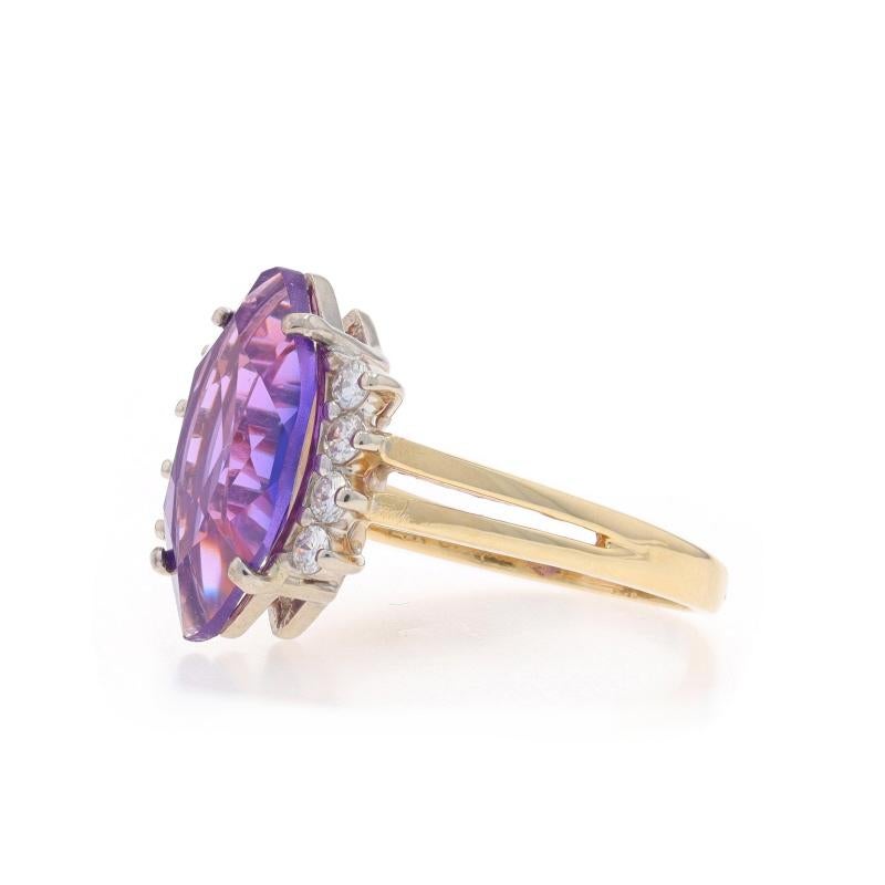 Yellow Gold Amethyst Diamond Ring - 14k Marquise 3.75ctw In Excellent Condition For Sale In Greensboro, NC