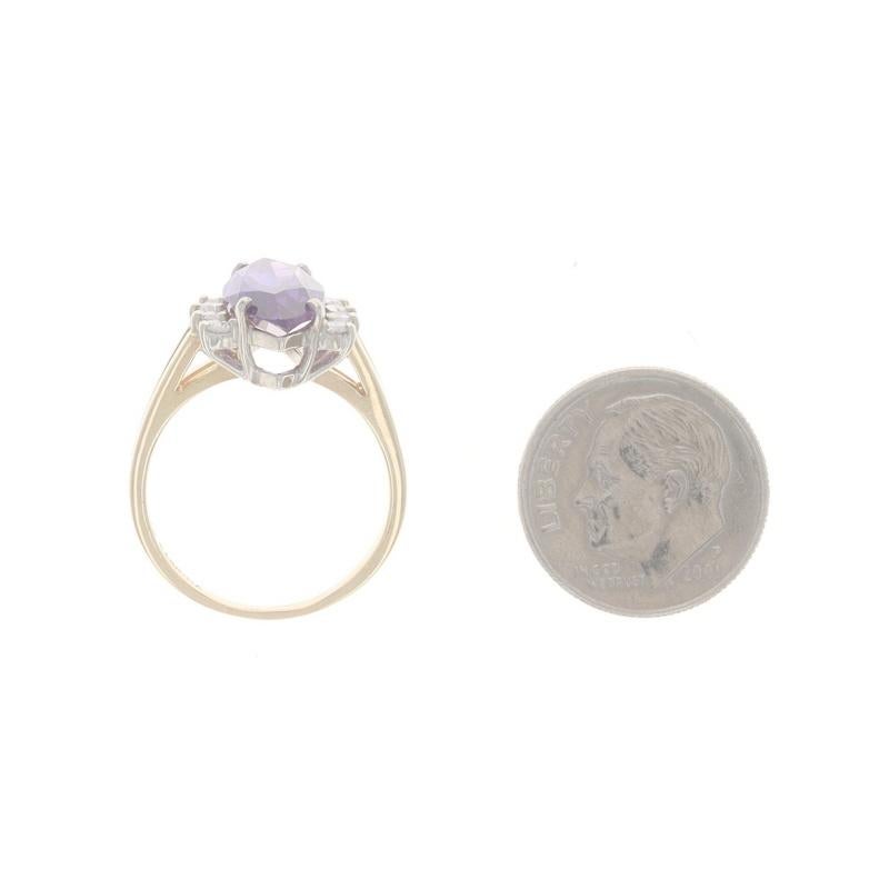 Yellow Gold Amethyst Diamond Ring - 14k Marquise 3.75ctw For Sale 1