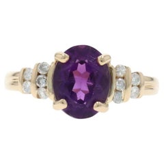 Yellow Gold Amethyst Diamond Ring 14k Oval 1.95ctw