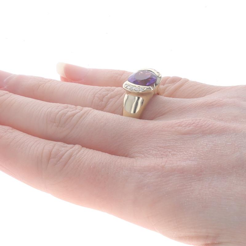 Yellow Gold Amethyst Diamond Ring - 14k Oval 3.30ctw In Good Condition For Sale In Greensboro, NC