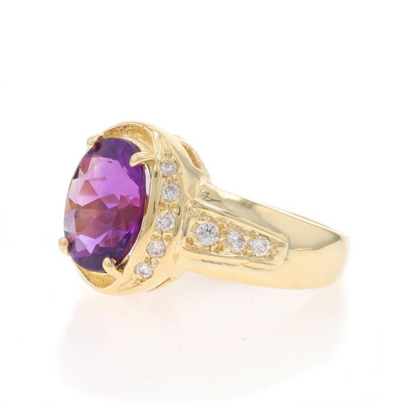 Anello con diamante e ametista in oro giallo 14k Oval 3.56ctw In condizioni ottime in vendita a Greensboro, NC