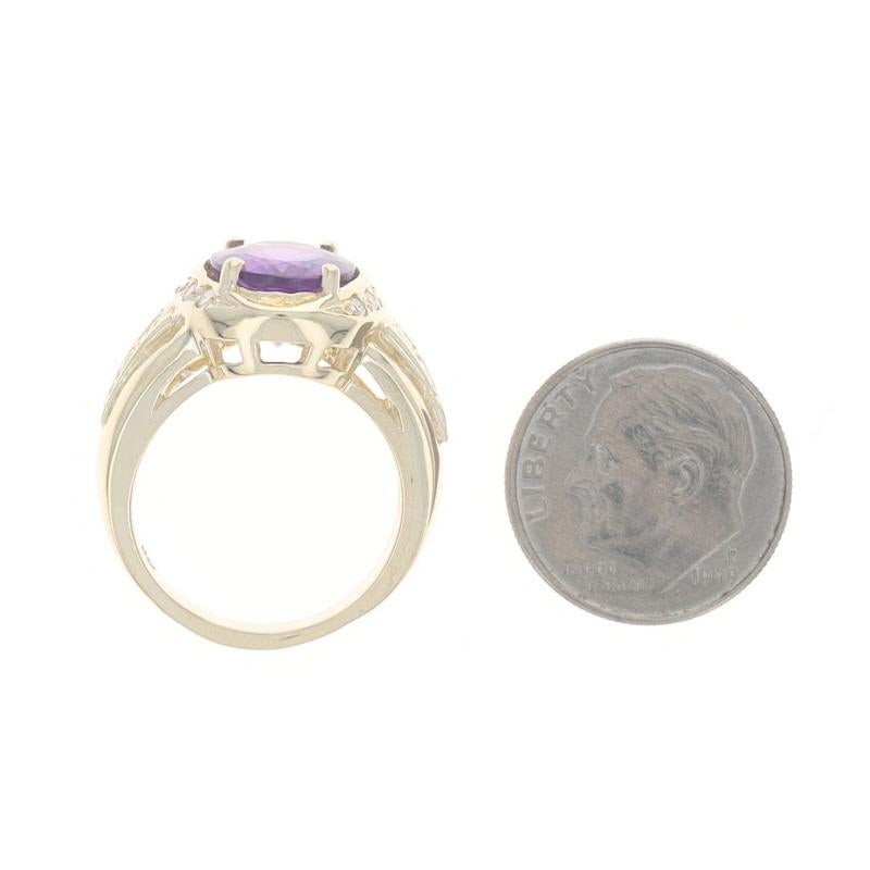 Anello con diamante e ametista in oro giallo 14k Oval 3.56ctw in vendita 1