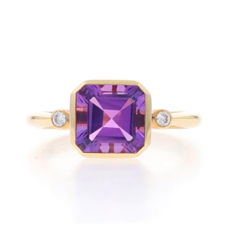 Taille : 7

Note : Veuillez nous contacter pour un devis de redimensionnement.

Contenu du métal : Or jaune 14k

Informations sur les pierres

Améthyste naturelle
Carat(s) : 3.25
Coupe : Carré
Couleur : violet

Diamants naturels
Carat(s) :