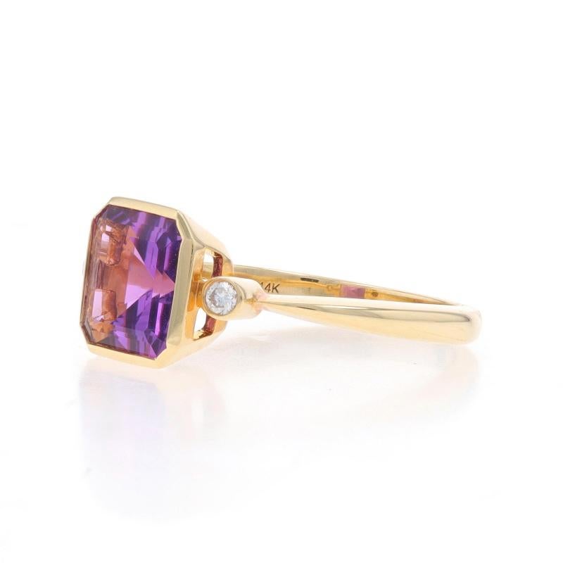 Bague en or jaune avec améthyste et diamant - 14k Square 3.30ctw Neuf - En vente à Greensboro, NC