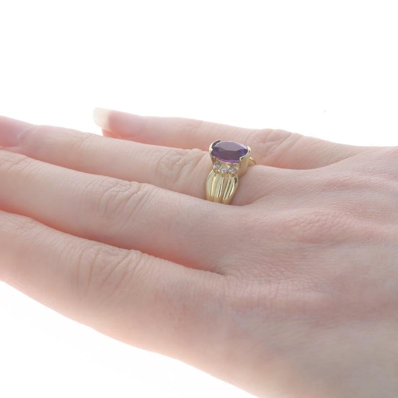 Women's Yellow Gold Amethyst Diamond Ring - 18k Oval 1.34ctw For Sale