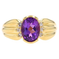 Anillo Diamante Amatista Oro Amarillo - 18k Oval 1.34ctw