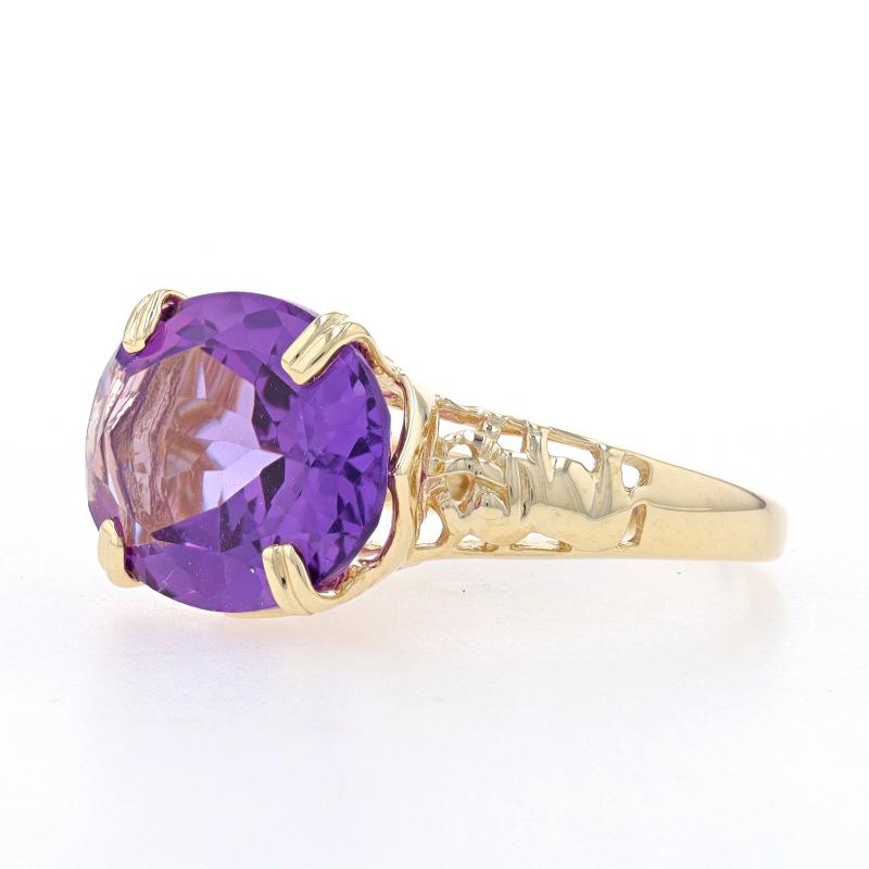 Oval Cut Yellow Gold Amethyst Elephant Cocktail Solitaire Ring -10k Oval 6.50ct Pachyderm For Sale