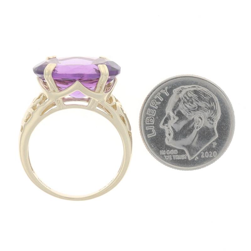 Women's Yellow Gold Amethyst Elephant Cocktail Solitaire Ring -10k Oval 6.50ct Pachyderm For Sale