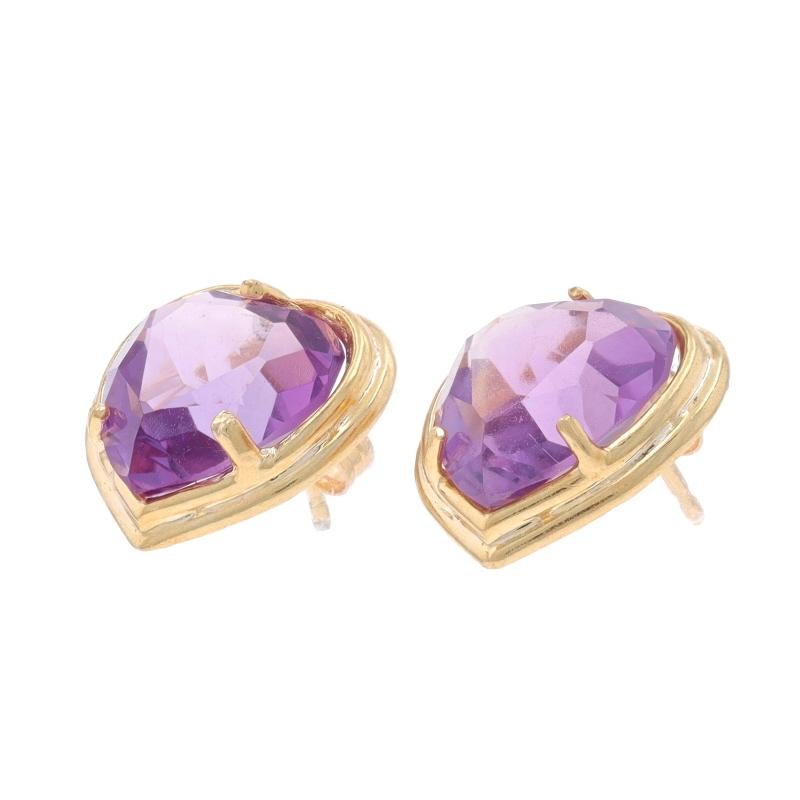Orecchini a perno grandi con cuore di ametista in oro giallo - 14k Cuore 4,44ctw Amore trafitto In condizioni ottime in vendita a Greensboro, NC