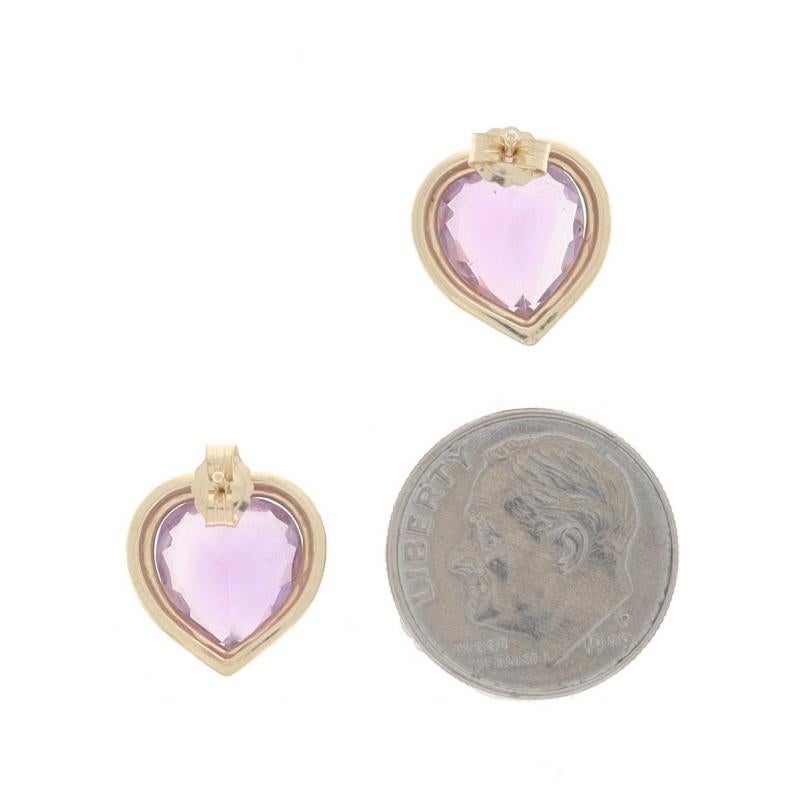 da uomo o donna Orecchini a perno grandi con cuore di ametista in oro giallo - 14k Cuore 4,44ctw Amore trafitto in vendita