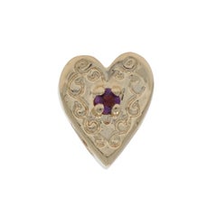 Yellow Gold Amethyst Heart Slide Charm - 14k Round .20ct Love