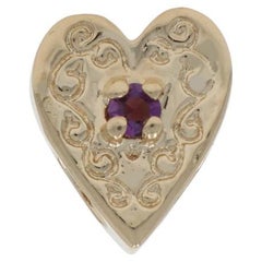 Yellow Gold Amethyst Heart Slide Charm - 14k Round .20ct Love