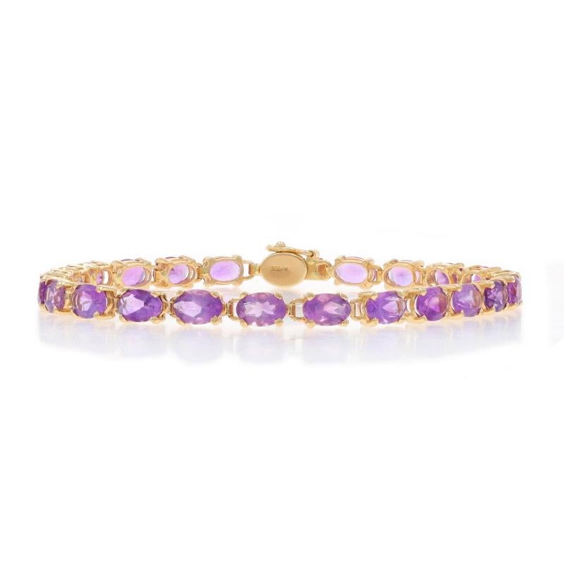 Contenido de metal: Oro amarillo de 14 quilates

Información sobre Stone

Amatista natural
Quilate(s) 10,35ctw
Talla: Oval

Quilates totales: 10,35ctw

Estilo de pulsera: Eslabón
Tipo de cierre: Cierre de caja con lengüeta y cierre de seguridad