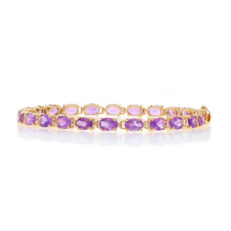 Pulsera de eslabones de amatista de oro amarillo 7 1/4