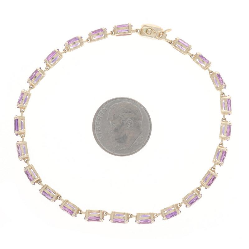 De las mujeres Pulsera de eslabones de amatista de oro amarillo 7 1/4