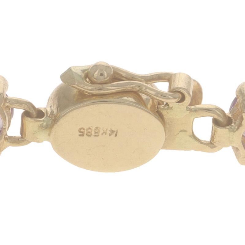 Pulsera de eslabones de amatista de oro amarillo 7 1/4