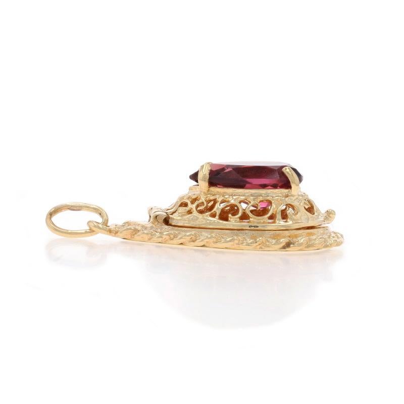 Pear Cut Yellow Gold Amethyst Locket Pendant - 14k Pear Opens For Sale