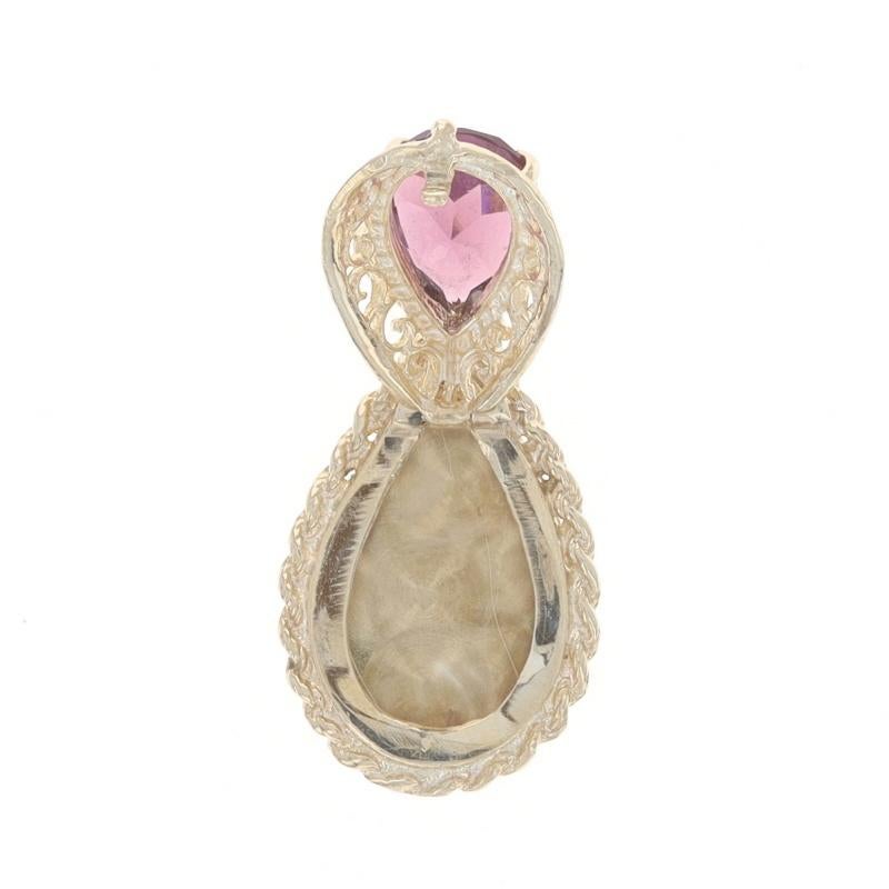 Yellow Gold Amethyst Locket Pendant - 14k Pear Opens In Excellent Condition For Sale In Greensboro, NC