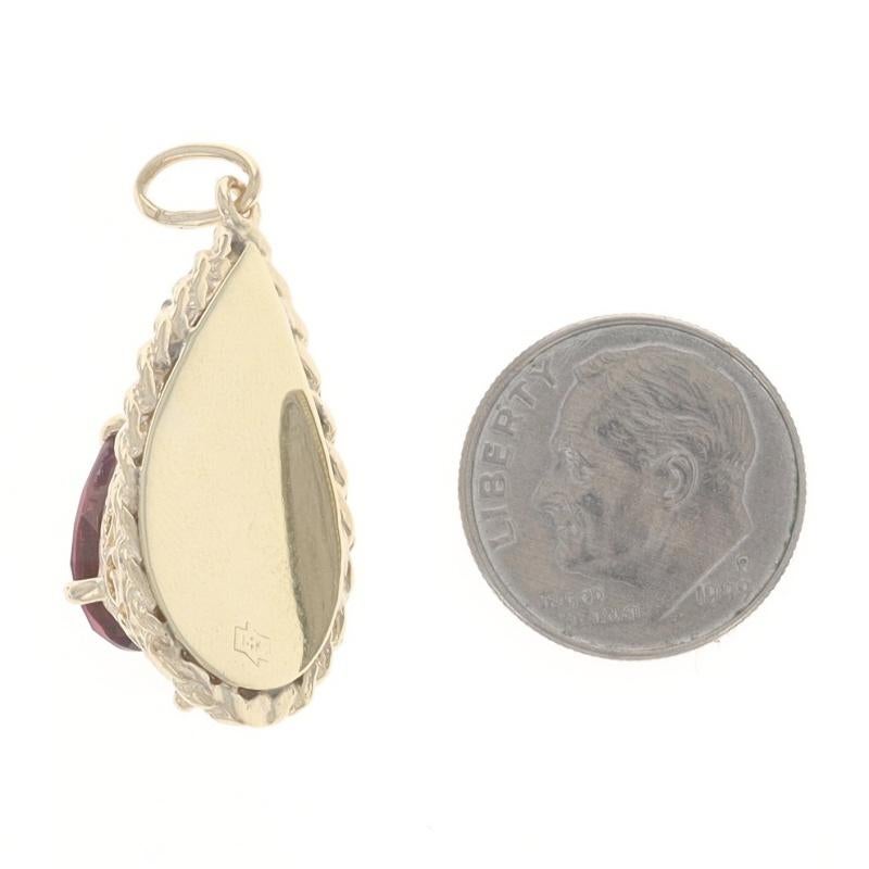 Women's Yellow Gold Amethyst Locket Pendant - 14k Pear Opens For Sale