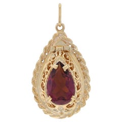 Yellow Gold Amethyst Locket Pendant - 14k Pear Opens