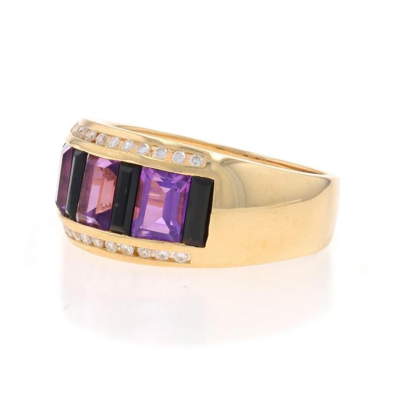 Anello a grappolo in oro giallo con ametista, onice e diamante 14k Emerald Ct 1.47ctw 8 1/2 In condizioni ottime in vendita a Greensboro, NC