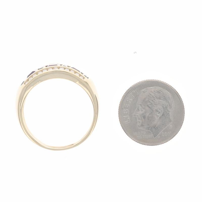 Anello a grappolo in oro giallo con ametista, onice e diamante 14k Emerald Ct 1.47ctw 8 1/2 in vendita 1