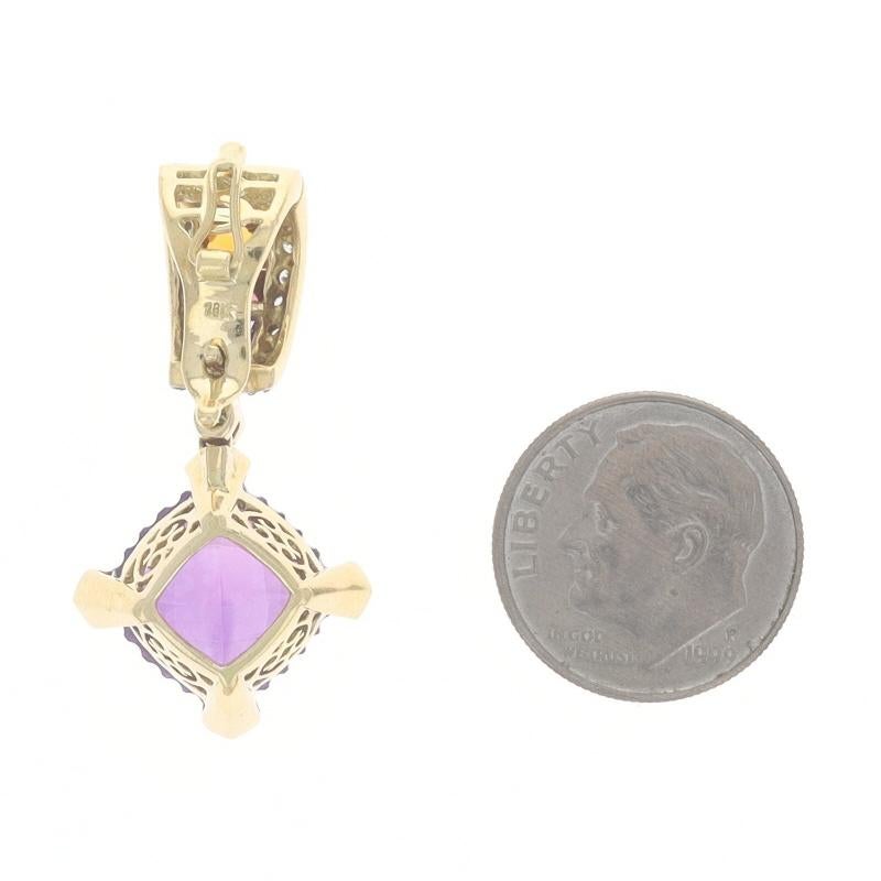Ciondolo a grappolo in oro giallo Ametista Peridoto Citrino 18k 6,66ctw In condizioni ottime in vendita a Greensboro, NC