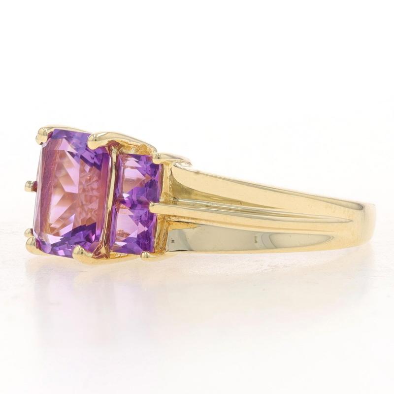 Square Cut Yellow Gold Amethyst Ring - 14k Rectangle & Square 3.30ctw