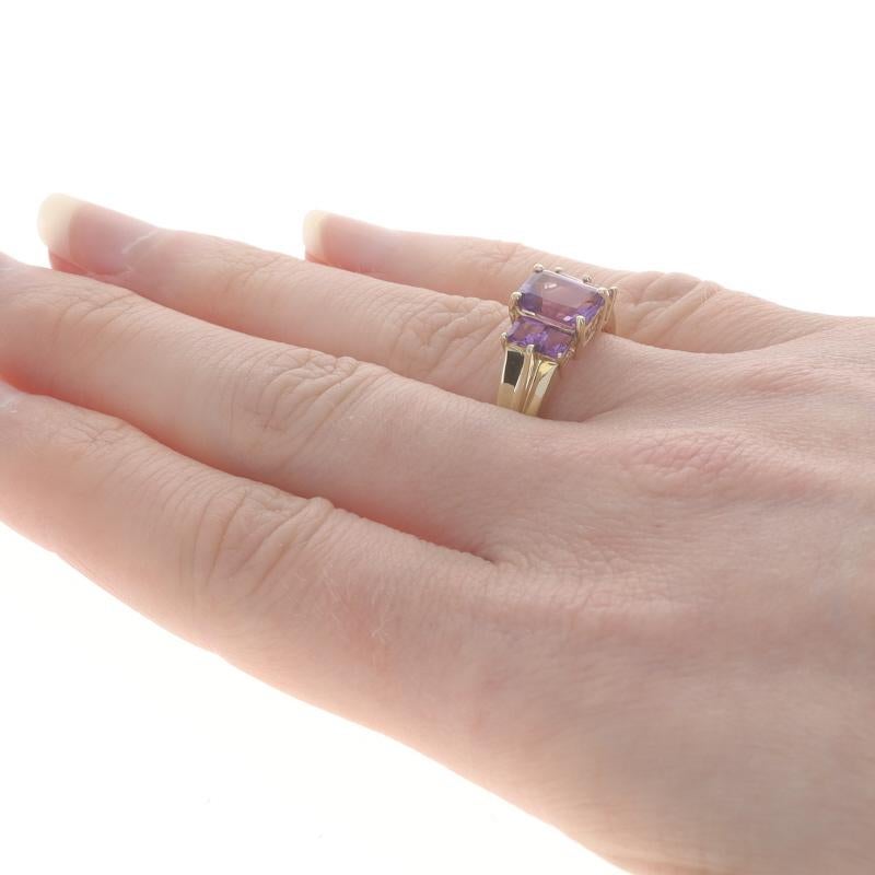 Yellow Gold Amethyst Ring - 14k Rectangle & Square 3.30ctw In Excellent Condition For Sale In Greensboro, NC