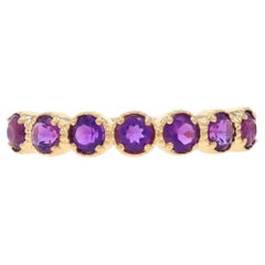 Anillo de oro amarillo con siete piedras de amatista - Anillo redondo de 14 quilates de .70ctw
