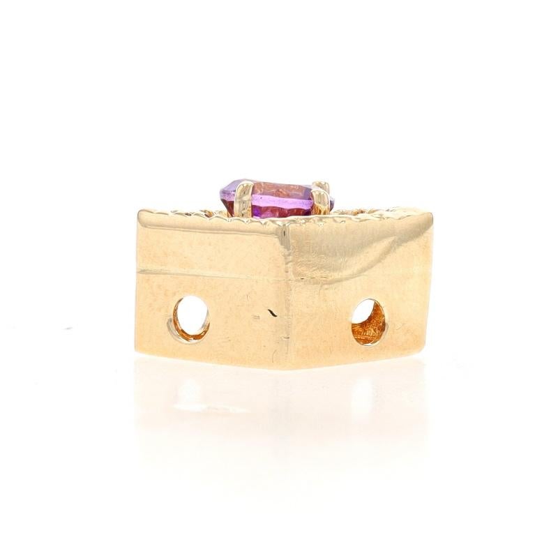 Yellow Gold Amethyst Slide Charm - 14k Round Cut .40ct In Good Condition For Sale In Greensboro, NC