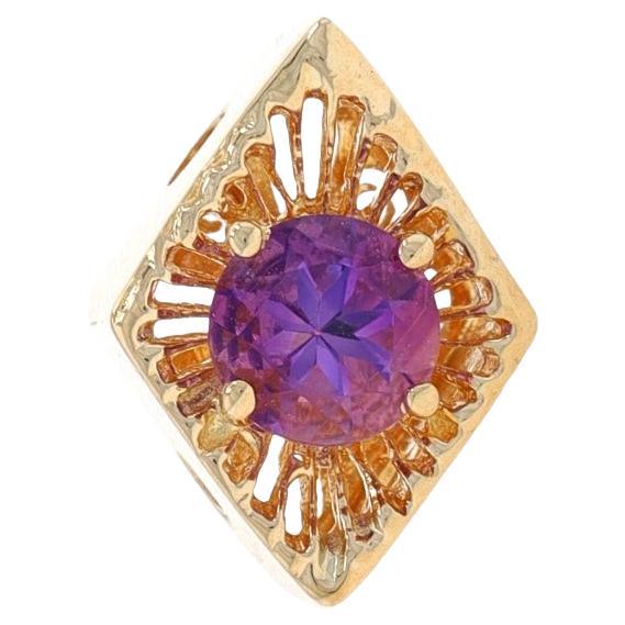 Yellow Gold Amethyst Slide Charm - 14k Round Cut .40ct For Sale