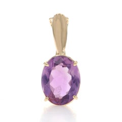 Gelbgold Amethyst Solitaire Enhancer Anhänger - 14k Oval 6,50ct