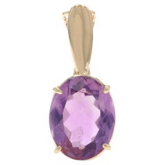 Yellow Gold Amethyst Solitaire Enhancer Pendant - 14k Oval 6.50ct