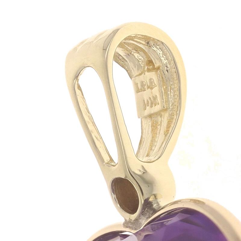 Women's Yellow Gold Amethyst Solitaire Pendant - 14k Heart 4.80ct Love For Sale