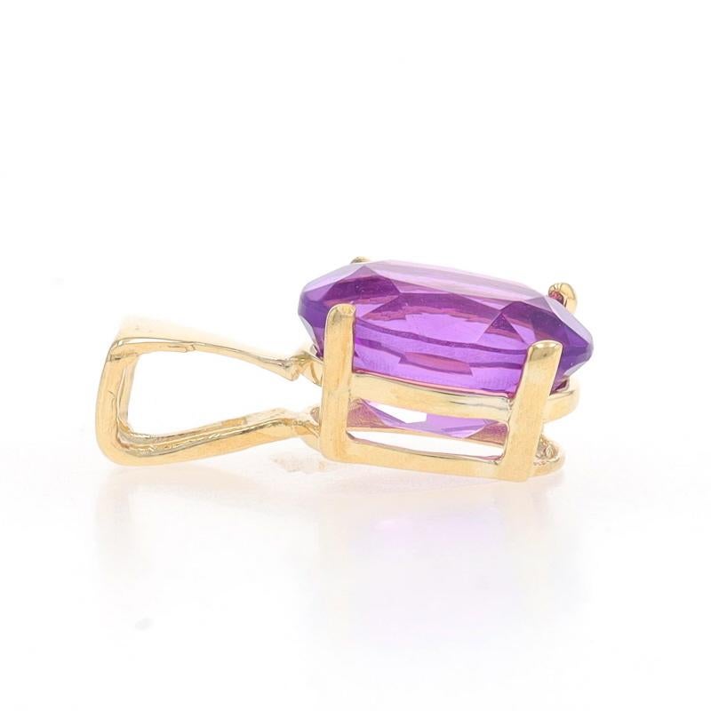 Taille ovale Pendentif Solitaire Améthyste en Or Jaune - 14k Ovale 1.90ct en vente