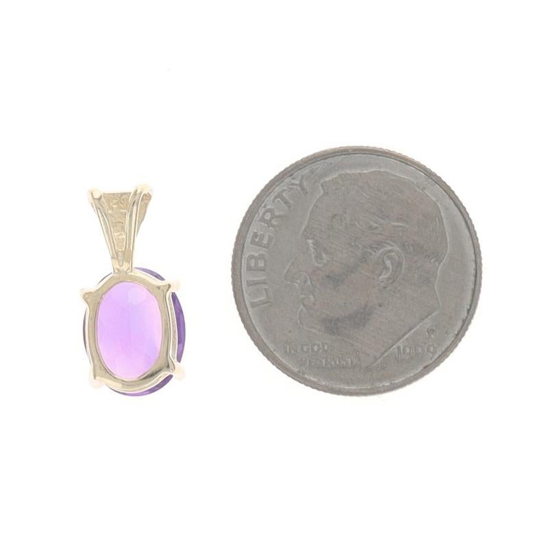 Pendentif Solitaire Améthyste en Or Jaune - 14k Ovale 1.90ct Excellent état - En vente à Greensboro, NC