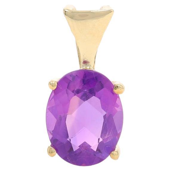 Pendentif Solitaire Améthyste en Or Jaune - 14k Ovale 1.90ct en vente