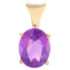 Pendentif Solitaire Améthyste en Or Jaune - 14k Ovale 1.90ct
