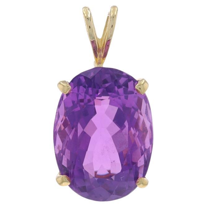 Pendentif Solitaire Améthyste en Or Jaune - 14k Ovale 9.10ct