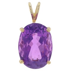 Pendentif Solitaire Améthyste en Or Jaune - 14k Ovale 9.10ct