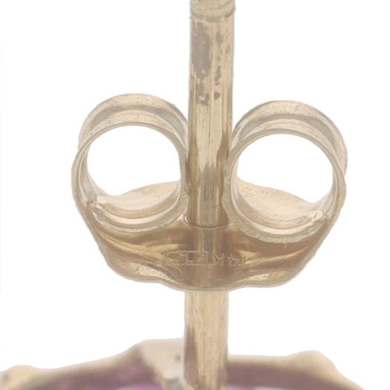 Boucles d'oreilles en or jaune Améthyste - 14k Oval 3.50ctw Pierced Unisexe en vente