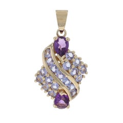 Yellow Gold Amethyst Tanzanite Pendant - 14k Pear 2.12ctw