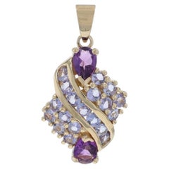 Yellow Gold Amethyst Tanzanite Pendant - 14k Pear 2.12ctw