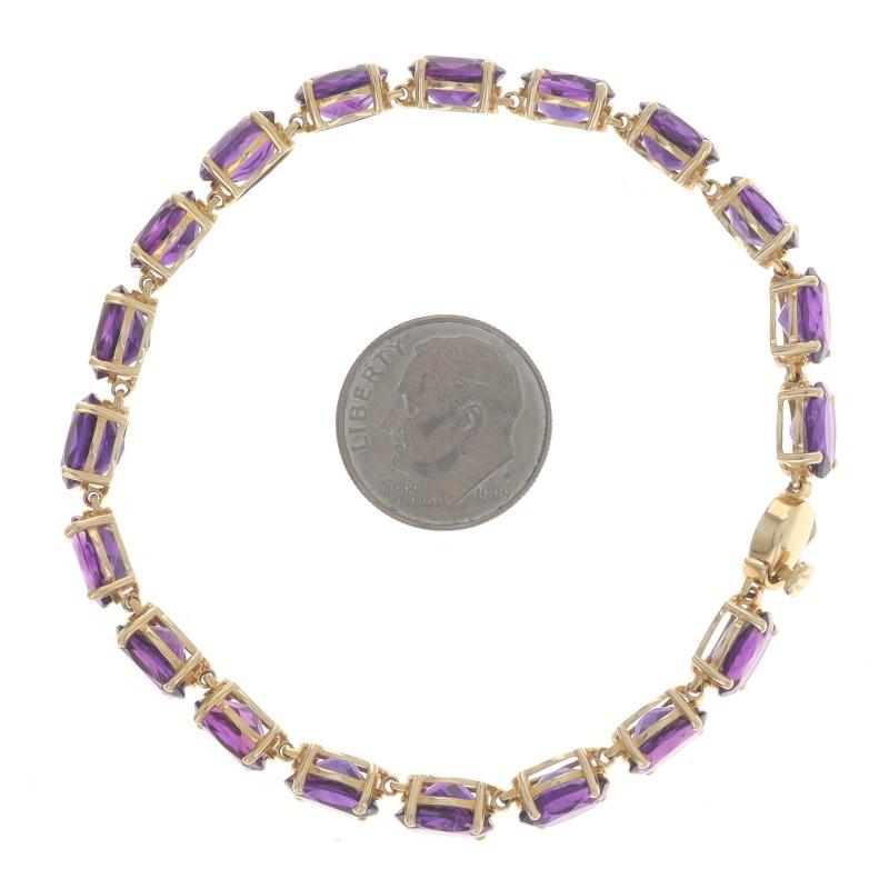 Pulsera Tenis Amatista Oro Amarillo 7 1/4